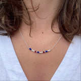 Red, White & Blue Gemstone Bar Necklace
