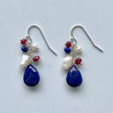 Red, White & Blue Gemstone Multidrop Earrings