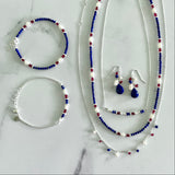 Red, White & Blue Gemstone Beaded Bracelet
