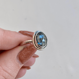 Organic Bezel Textured Ring with London Blue Topaz in Sterling Silver