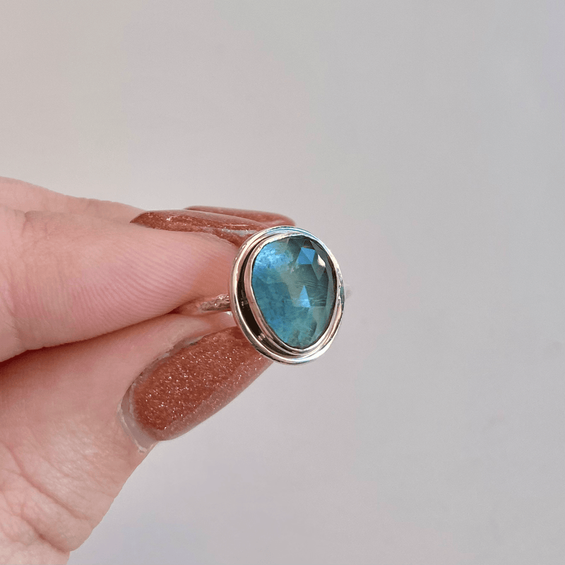 Organic Bezel Textured Ring with London Blue Topaz in Sterling Silver