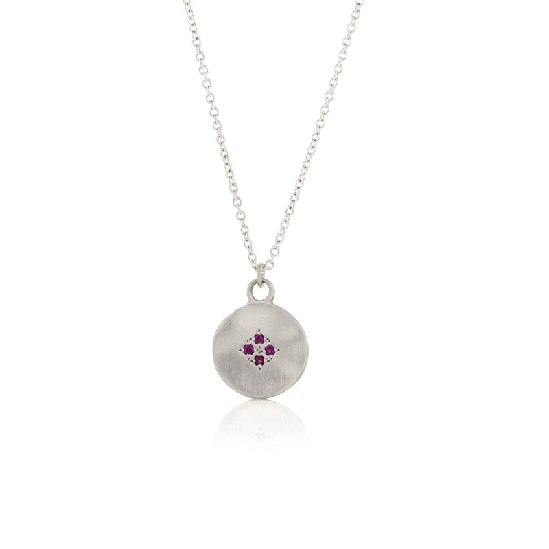Four Star Wave Necklace with Rubies