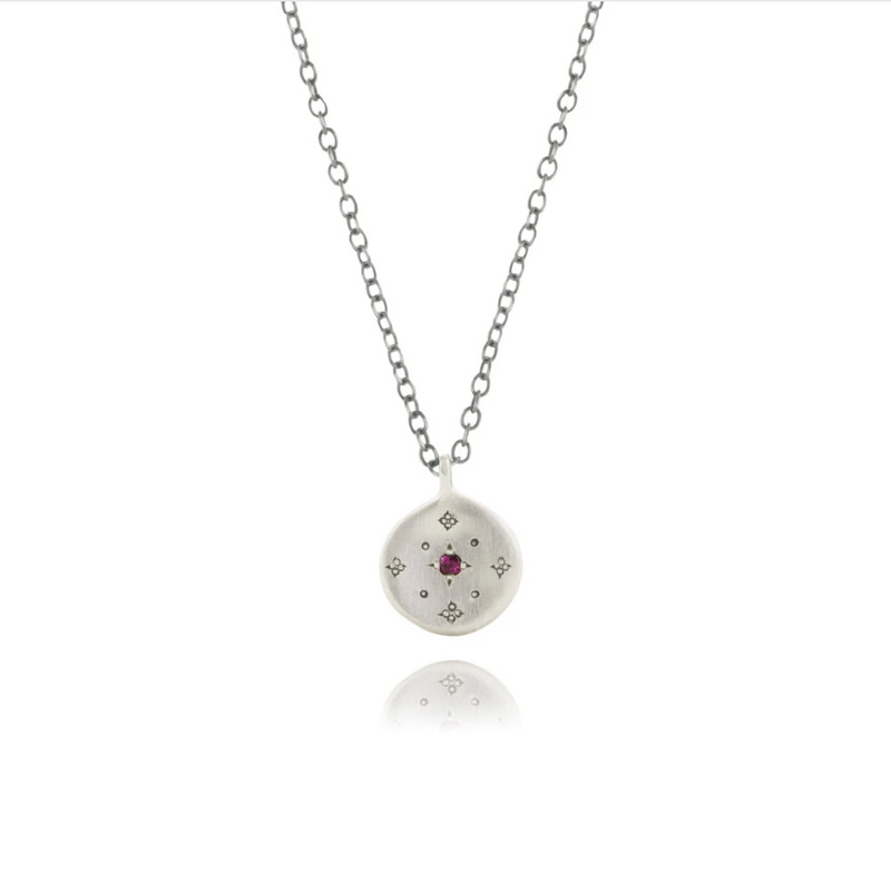 New Moon Charm Necklace with Ruby