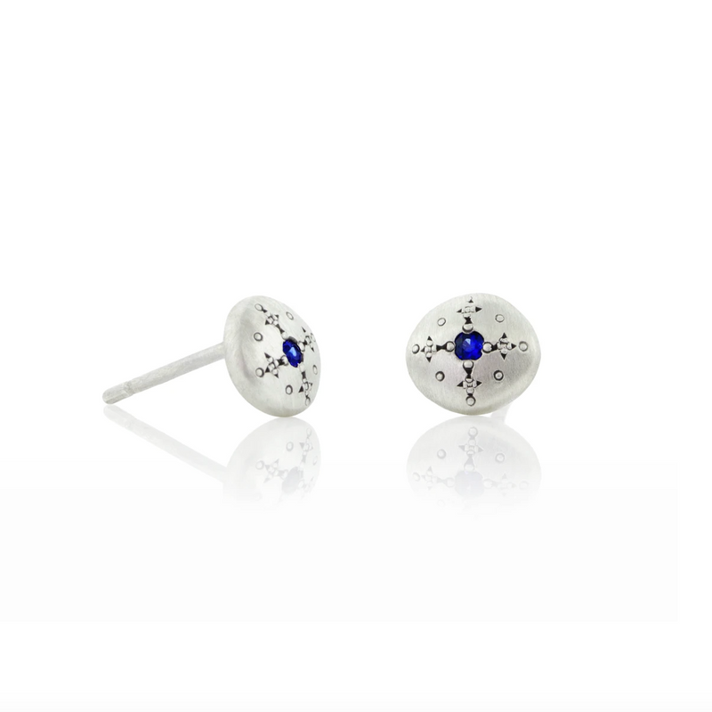 Silver Light Studs with Sapphire