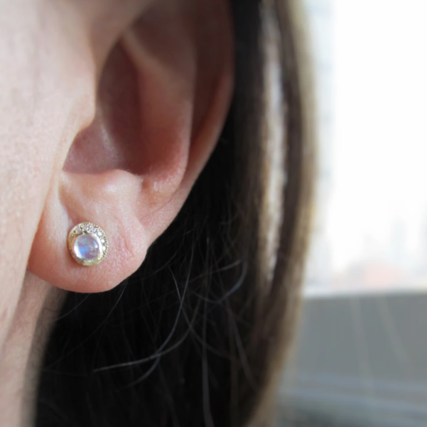 Baby Moon Earrings in 14K Yellow Gold