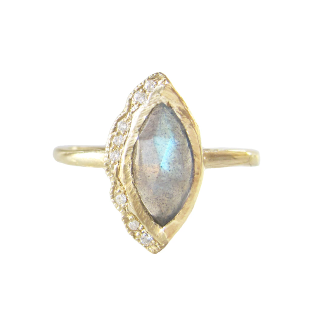 Native Labradorite Ring in 14K Yellow Gold