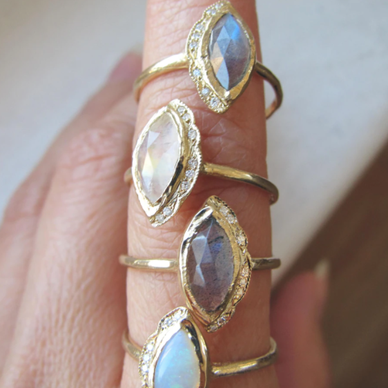 Native Labradorite Ring in 14K Yellow Gold