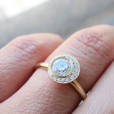 Crescent Diamond Ring in 14K Yellow Gold
