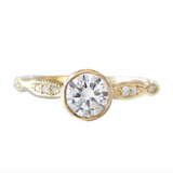 Wave Solitaire Ring in 14K Yellow Gold