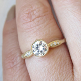 Wave Solitaire Ring in 14K Yellow Gold