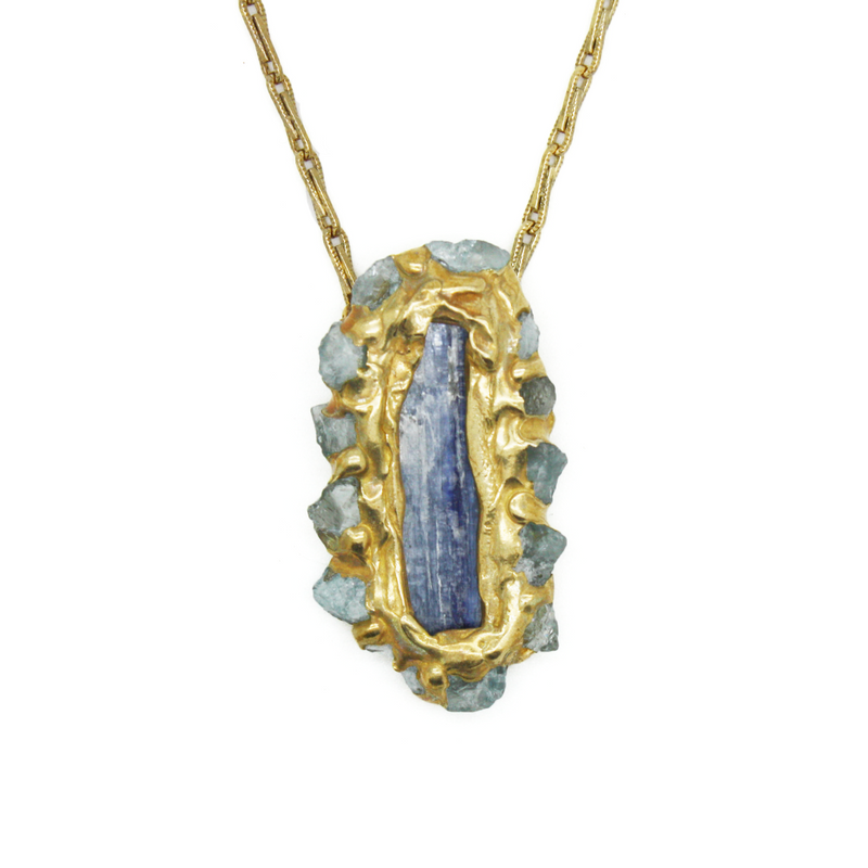 Surge Pendant Necklace (Kyanite, Aquamarine)