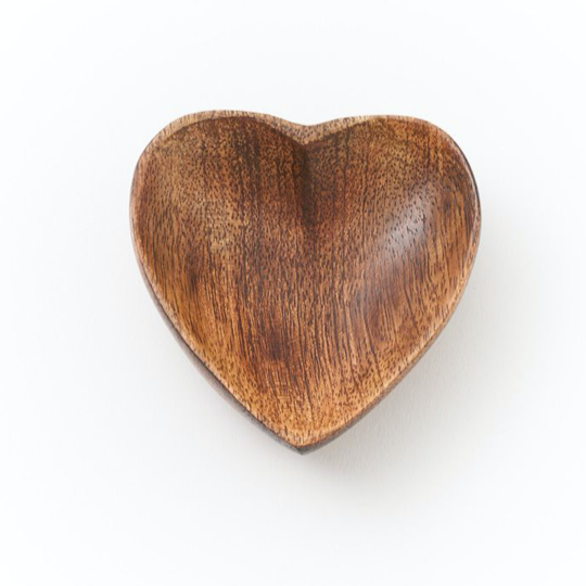 Heart Mango Wood Trinket Dish