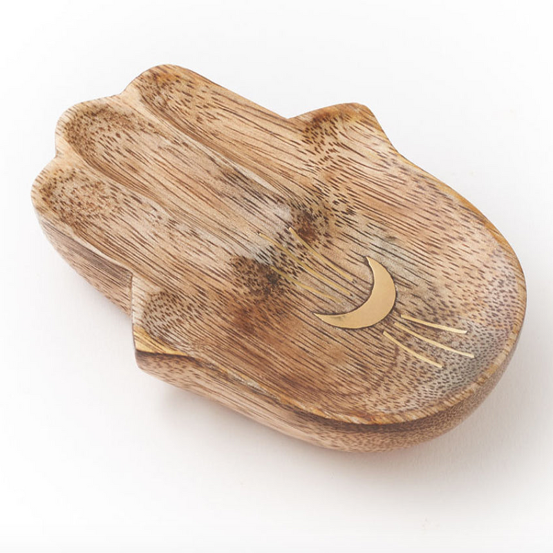 Hamsa Mango Wood Trinket Dish