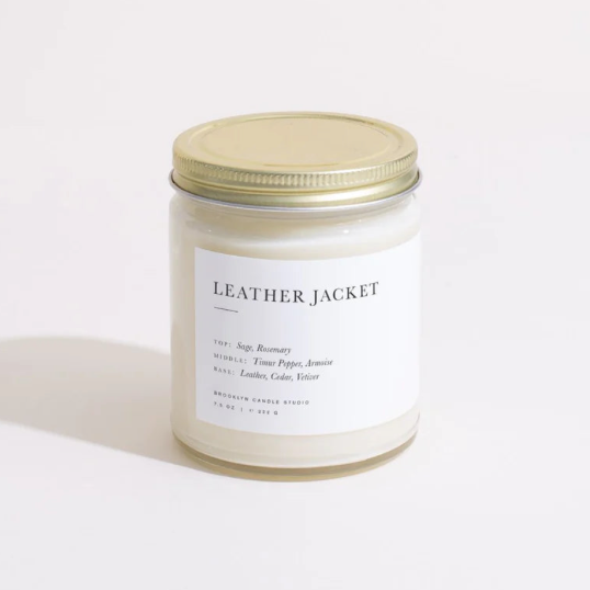 Leather Jacket Minimalist Candle
