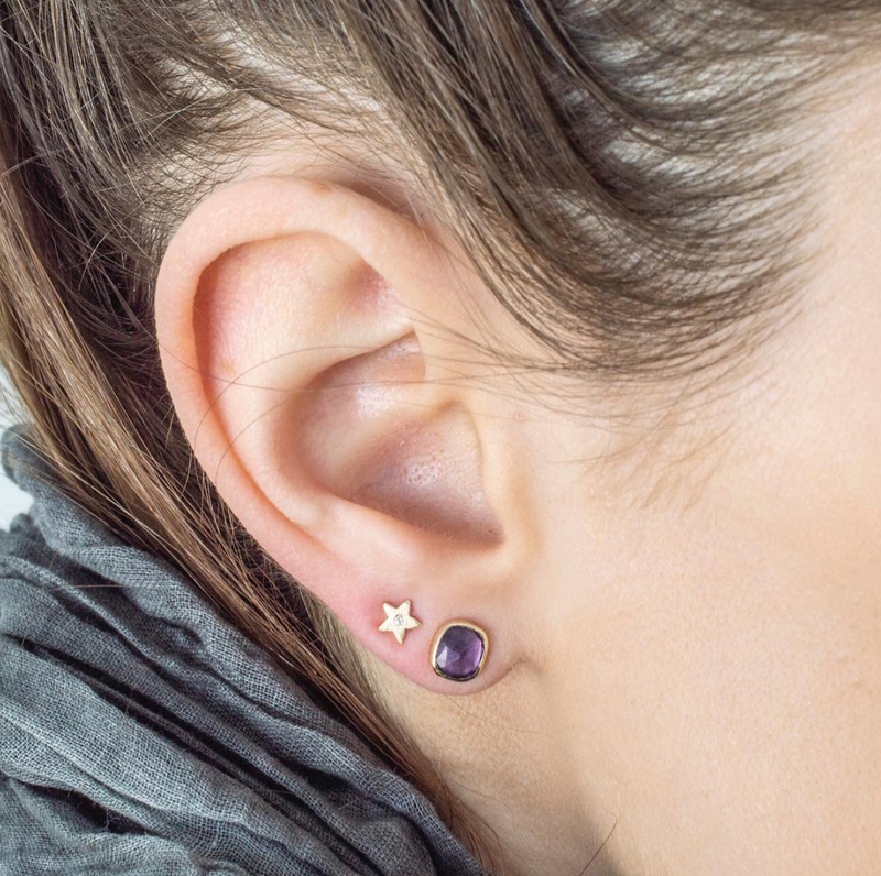 Organic Set Gemstone Stud Earrings