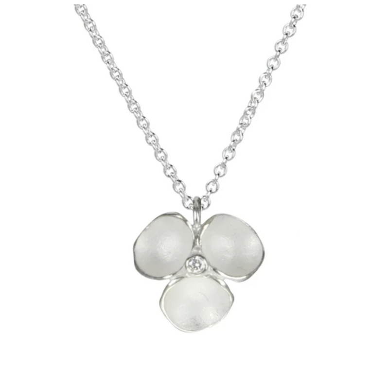 Medium Tri-Pod Pendant Necklace with Diamond in Sterling Silver