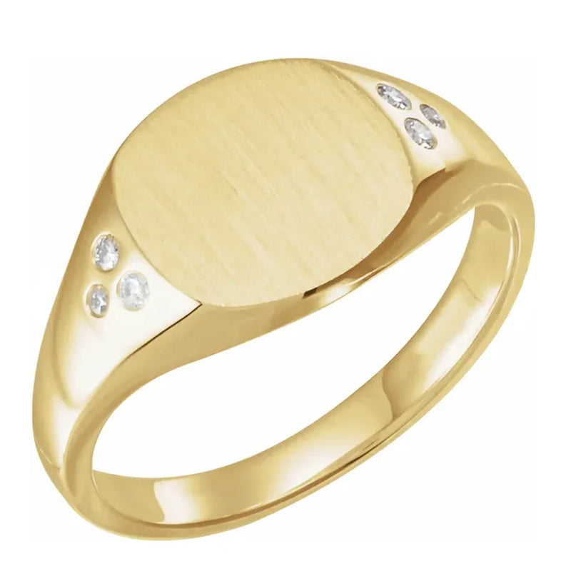 Square Signet Ring with Diamonds