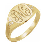 Square Signet Ring with Diamonds