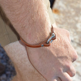 Classic Shackle Bracelet (Nickel on Chestnut Leather)