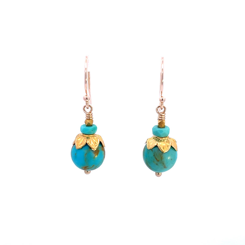 Turquoise Flora Sphere Earrings