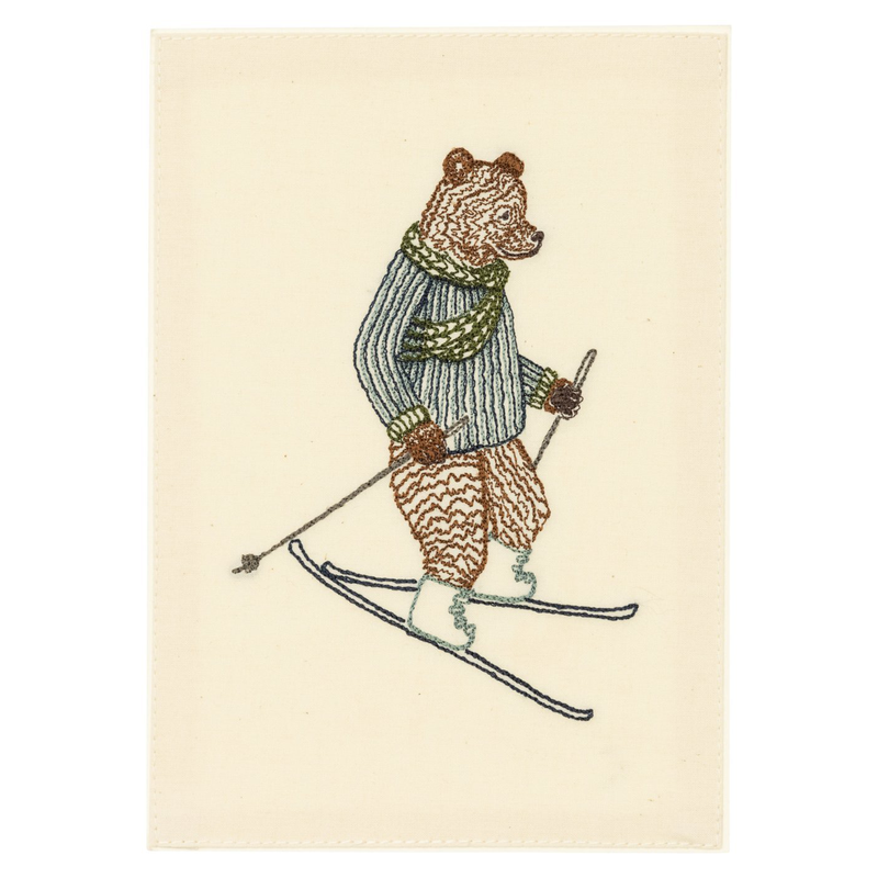 Embroidered Card (Downhill Skiing Bear)