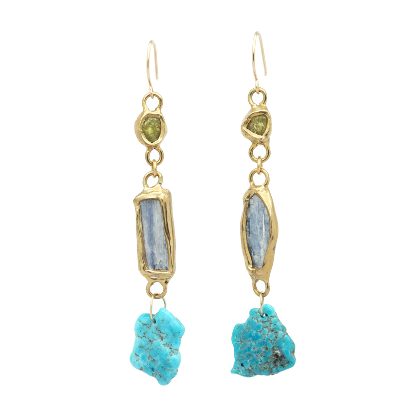Biome Earrings (Garnet, Kyanite, Turquoise)