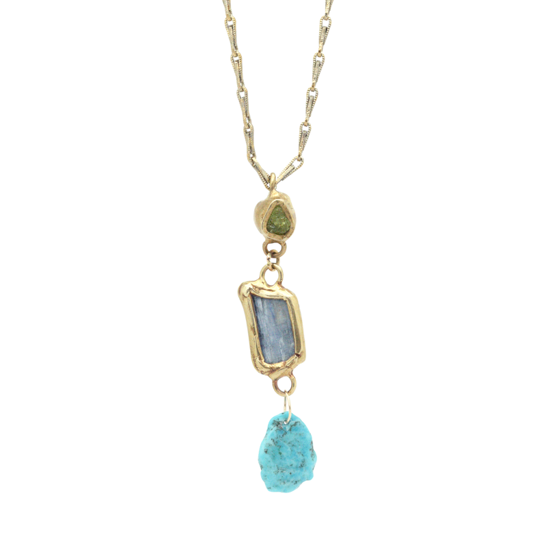 Biome Pendant Necklace (Garnet, Turquoise, Kyanite)
