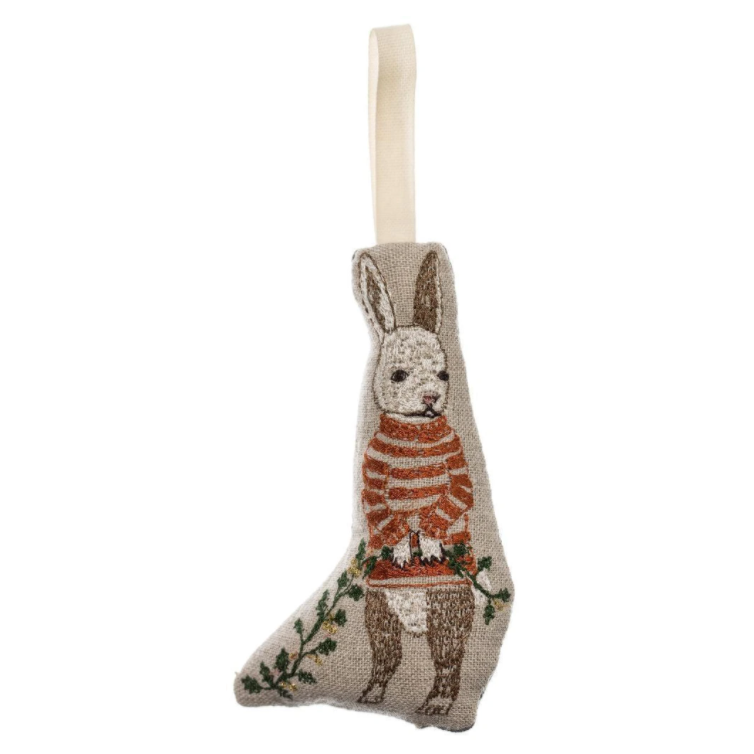 Bunny with Holly Ornament