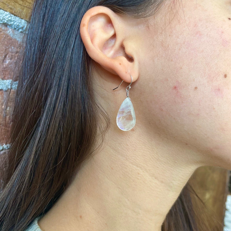 Large Pear Shaped Moonstone Earrings