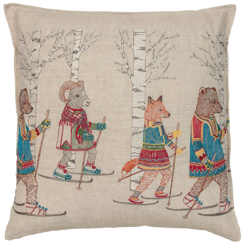 Throw Pillow (Cross Country Skiers)