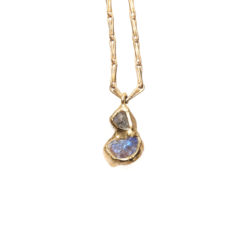 Frozen Fire Double Pendant Necklace (Labradorite)