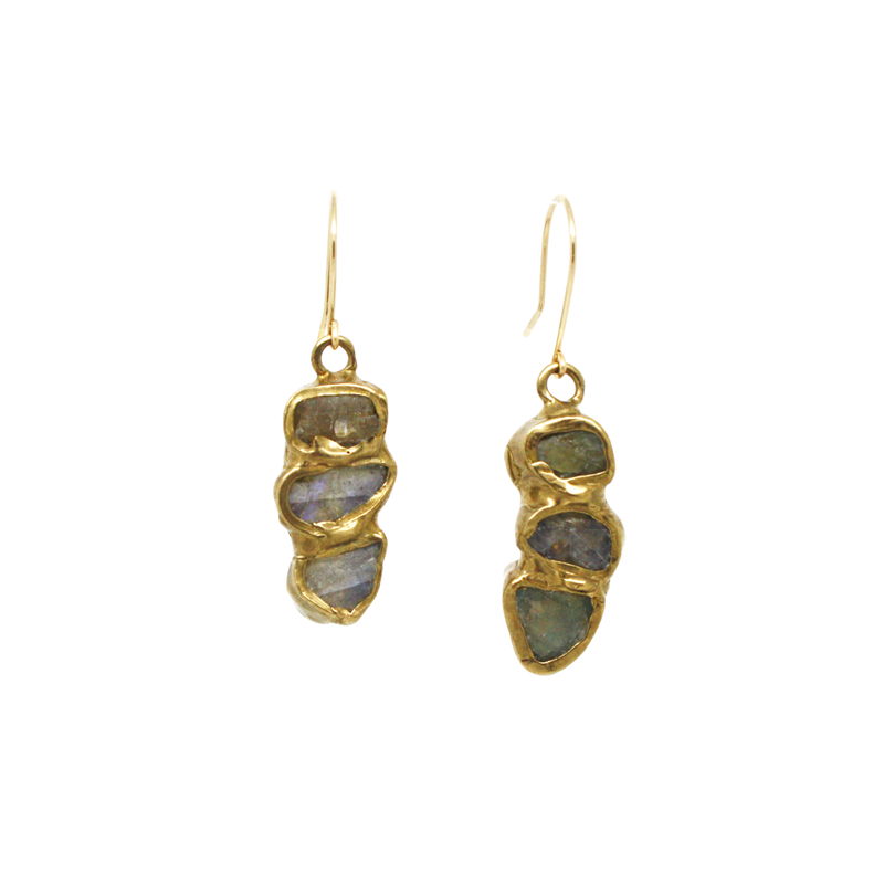 Frozen Fire Triple Earrings (Labradorite)