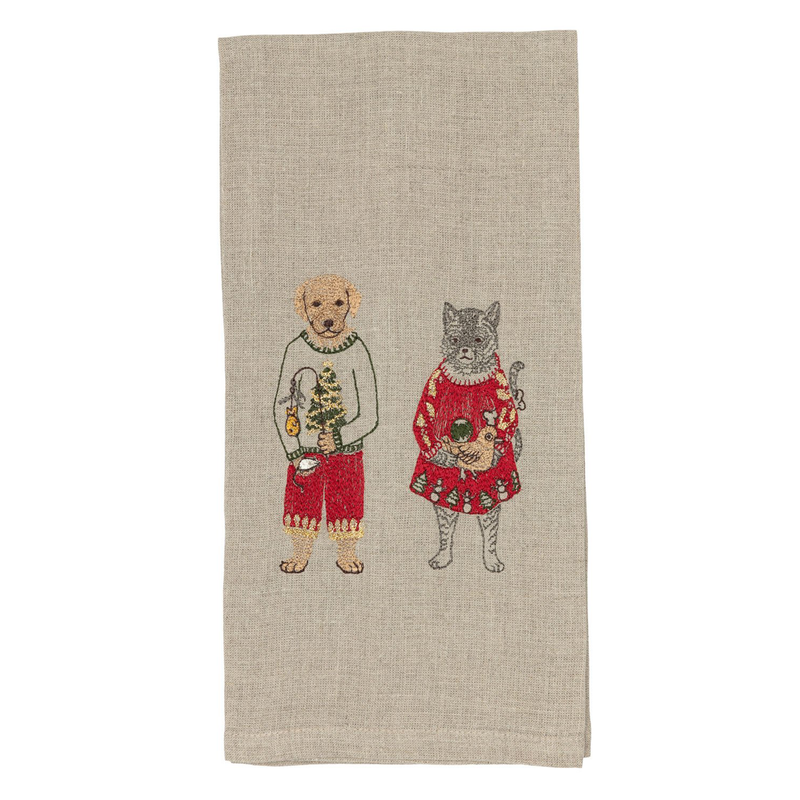 Tea Towel (Gifting Cat and Dog)