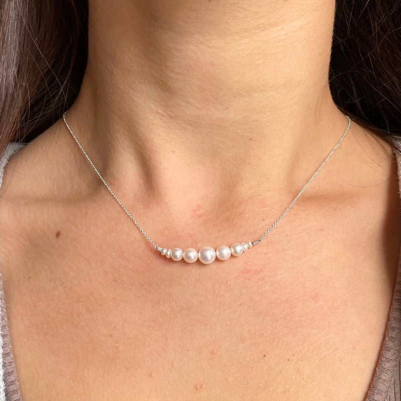 Graduated Pearl Bar Necklace