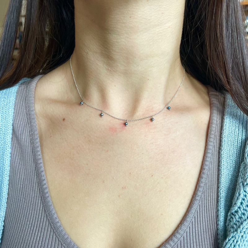 Gray Pearl Multidrop Necklace