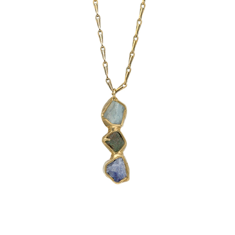 Hidden Trail Solo Pendant Necklace (Aquamarine, Emerald, Tanzanite)