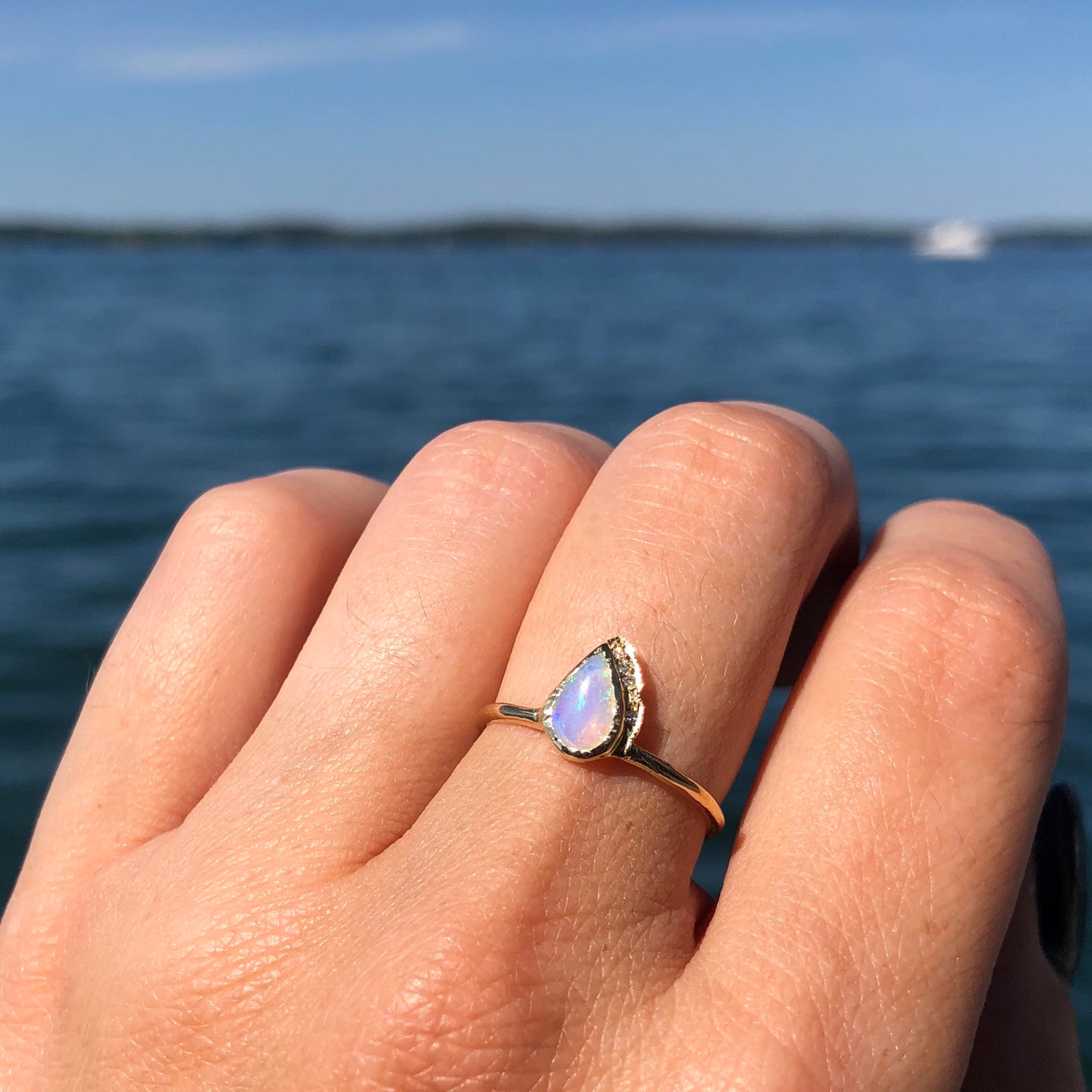Raindrop Opal Ring in 14K Yellow Gold – The Golden Cleat