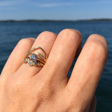 Double Tide Diamond Ring in 14K Yellow Gold