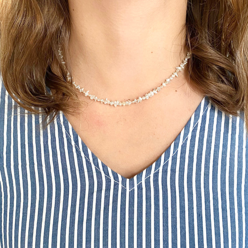 Keishi Pearl Necklace on model