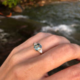 Green Sapphire & Diamond Ripple Ring in 14K Gold