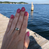 Green Sapphire & Diamond Ripple Ring in 14K Gold
