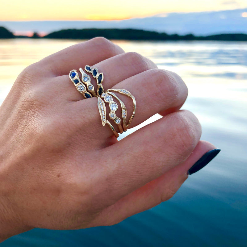 Double Tide Diamond Ring in 14K Yellow Gold