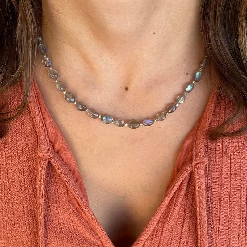 Oval Beaded Labradorite Necklace
