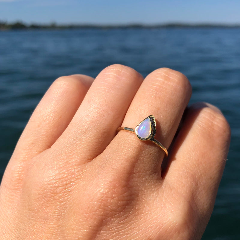 Raindrop Opal Ring in 14K Yellow Gold – The Golden Cleat