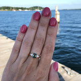 Green Sapphire & Diamond Ripple Ring in 14K Gold