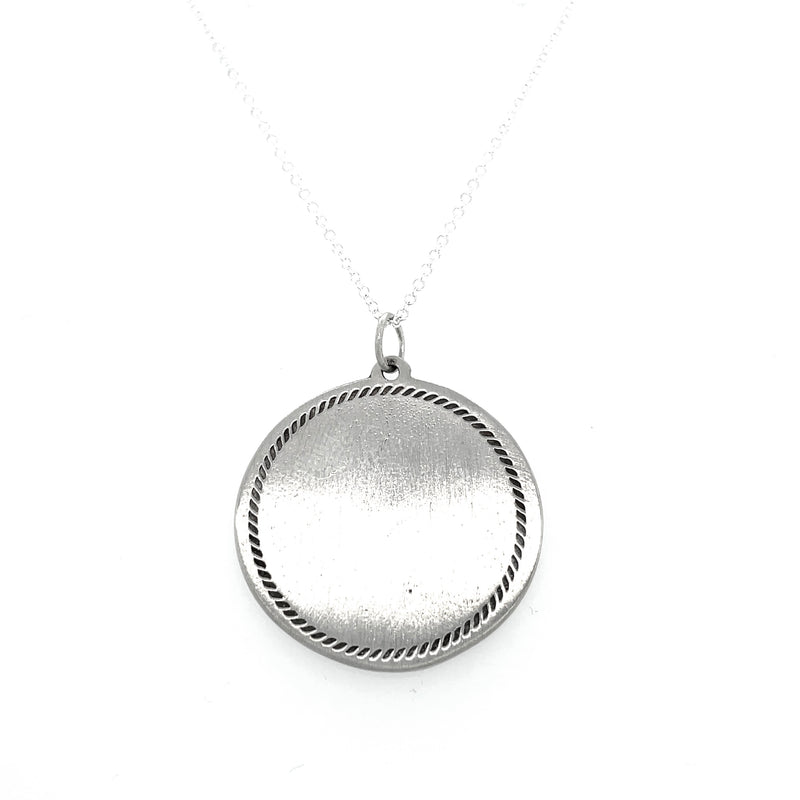 Large Round Engravable Necklace with Rope Border