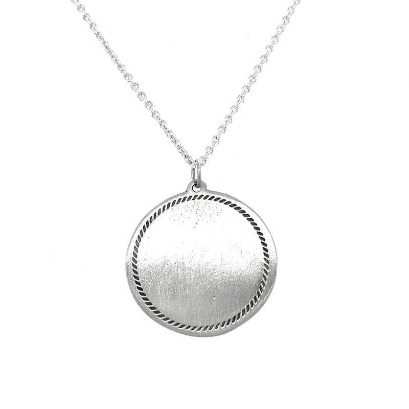 Large Round Engravable Necklace with Rope Border
