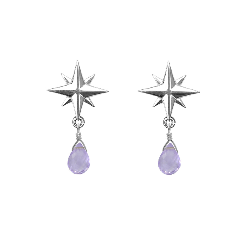 Medium Compass Rose Gemstone Post Earrings