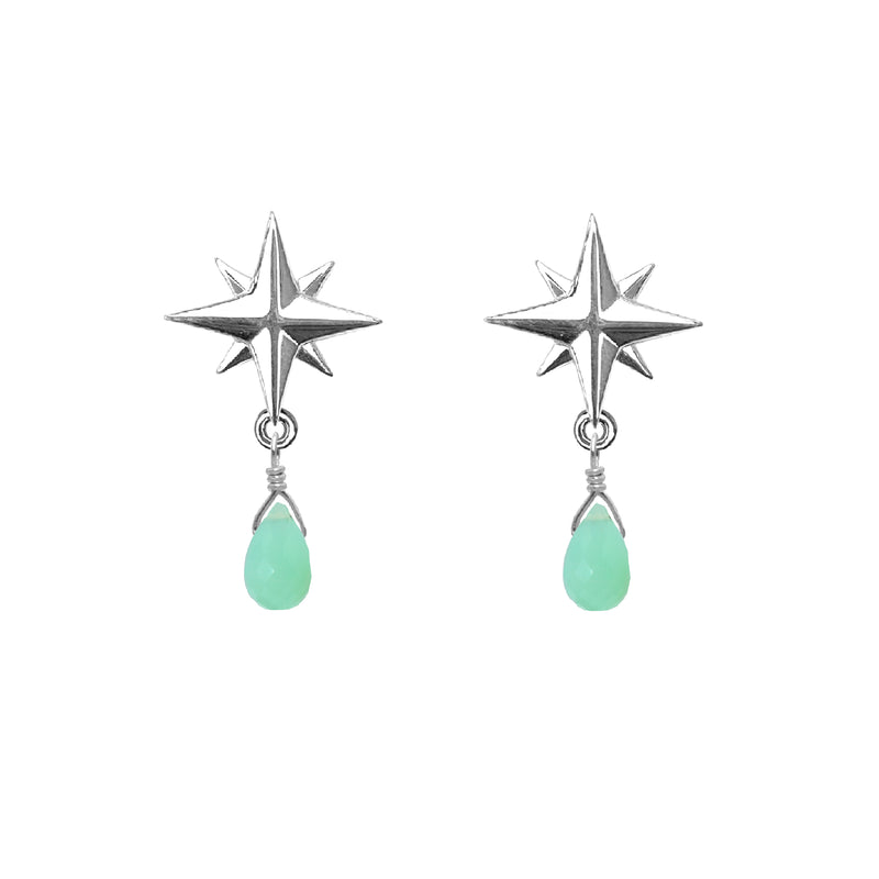 Medium Compass Rose Gemstone Post Earrings