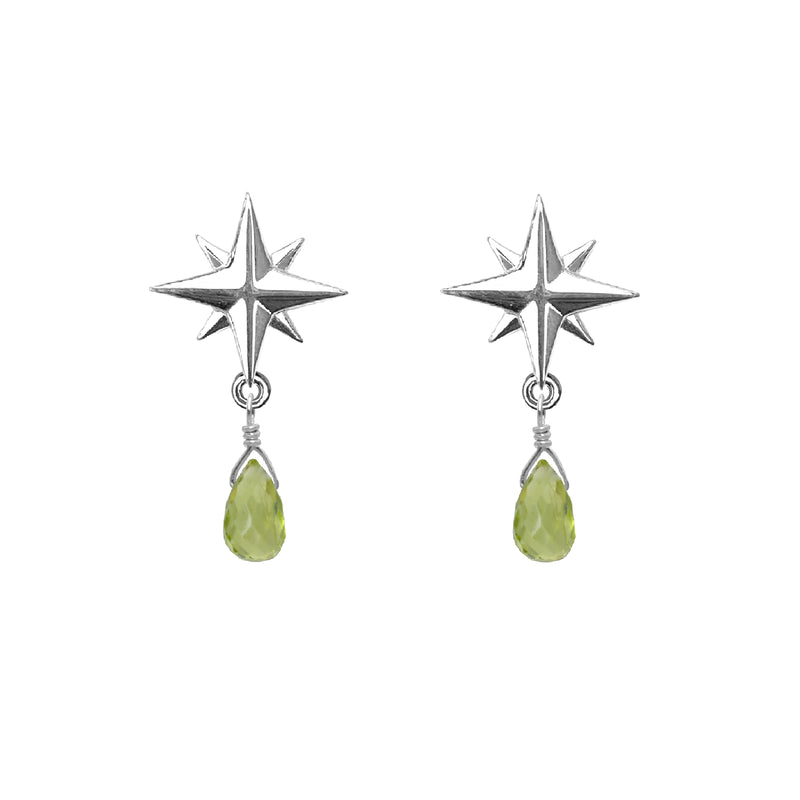 Medium Compass Rose Gemstone Post Earrings